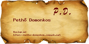 Pethő Domonkos névjegykártya